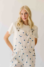 The Mattingly Polka Dot Barrel Overall in Cream + Navy