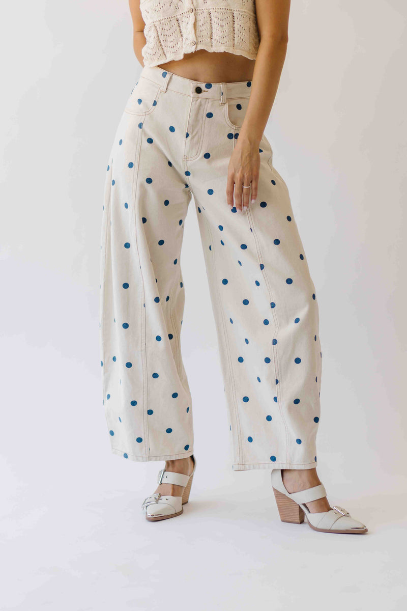 The Harley Polka Dot Barrel Jean in Cream + Navy