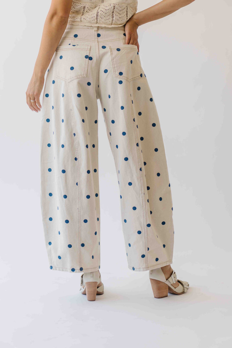 The Harley Polka Dot Barrel Jean in Cream + Navy