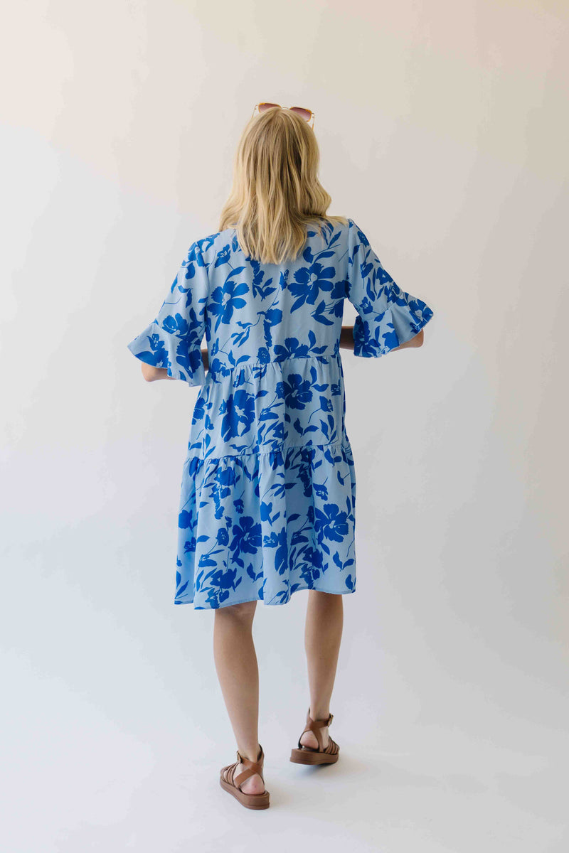 The Karlie Tiered Floral Dress in Blue