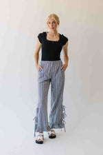 The Eliza Gingham Ruffle Hem Pant in Black