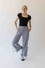 The Eliza Gingham Ruffle Hem Pant in Black