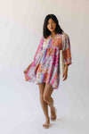 The Ember Patchwork Dress in Pink + Blue