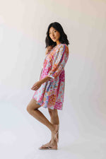 The Ember Patchwork Dress in Pink + Blue