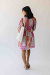 The Ember Patchwork Dress in Pink + Blue