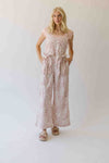 The Fultz Bow Detail Wide Leg Jumpsuit in Ivory + Pink Floral