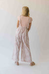 The Fultz Bow Detail Wide Leg Jumpsuit in Ivory + Pink Floral