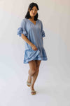 The Freya Pleated Detail Dress in Dusty Blue