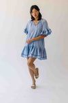 The Freya Pleated Detail Dress in Dusty Blue