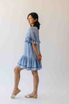 The Freya Pleated Detail Dress in Dusty Blue