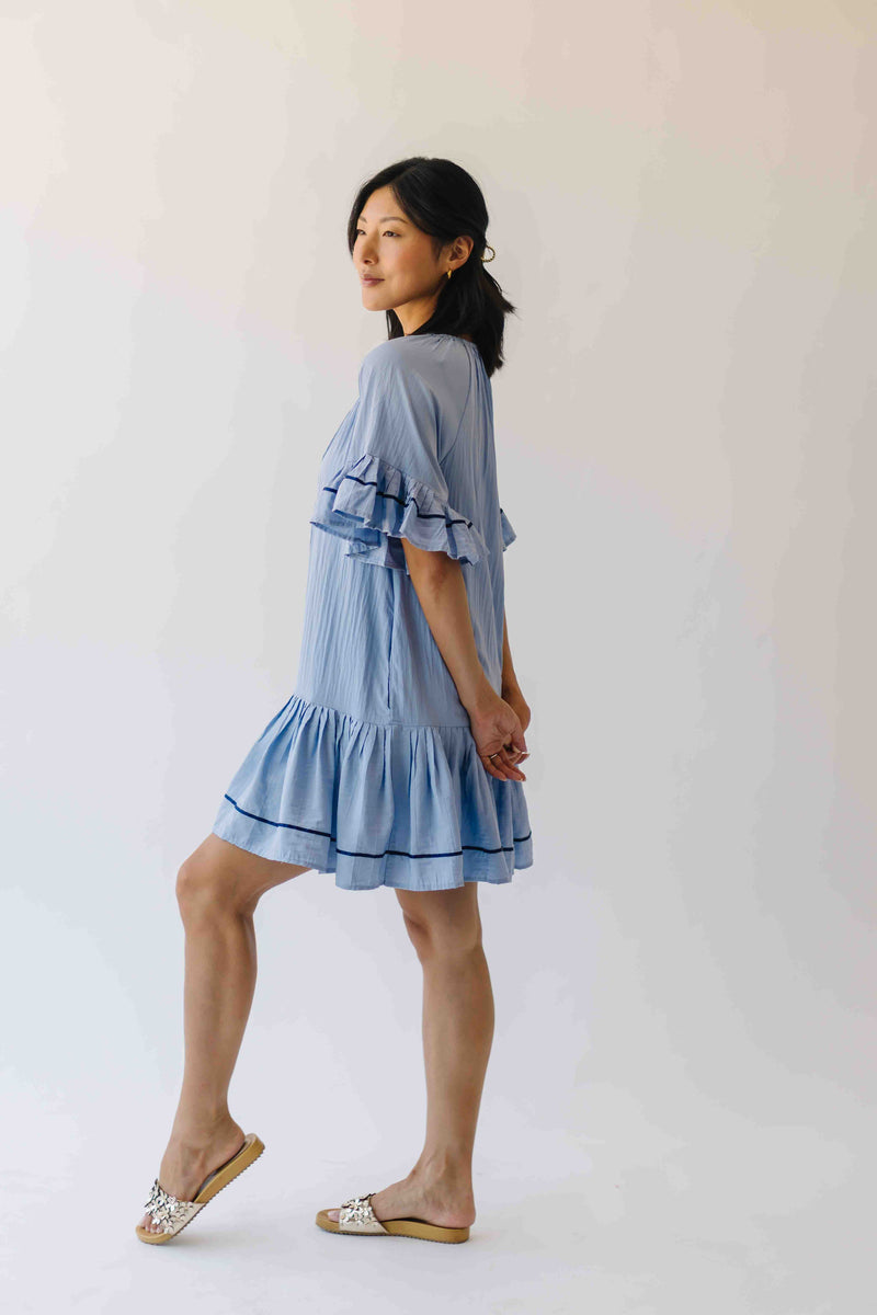 The Freya Pleated Detail Dress in Dusty Blue Piper & Scoot The Freya Pleated Detail Dress in Dusty Blue Piper & Scoot
