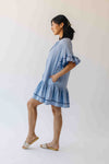 The Freya Pleated Detail Dress in Dusty Blue
