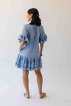 The Freya Pleated Detail Dress in Dusty Blue