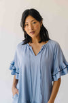 The Freya Pleated Detail Dress in Dusty Blue