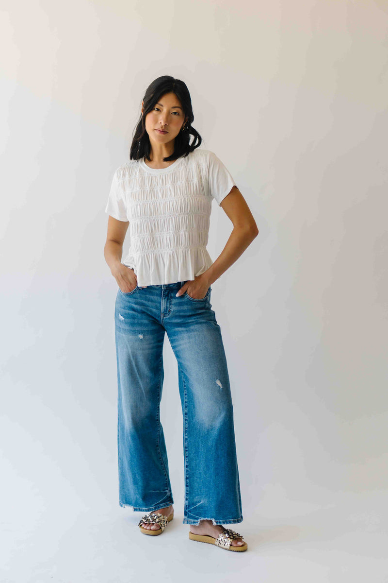 The Larson Mid Rise Wide Leg Jean in Medium Blue