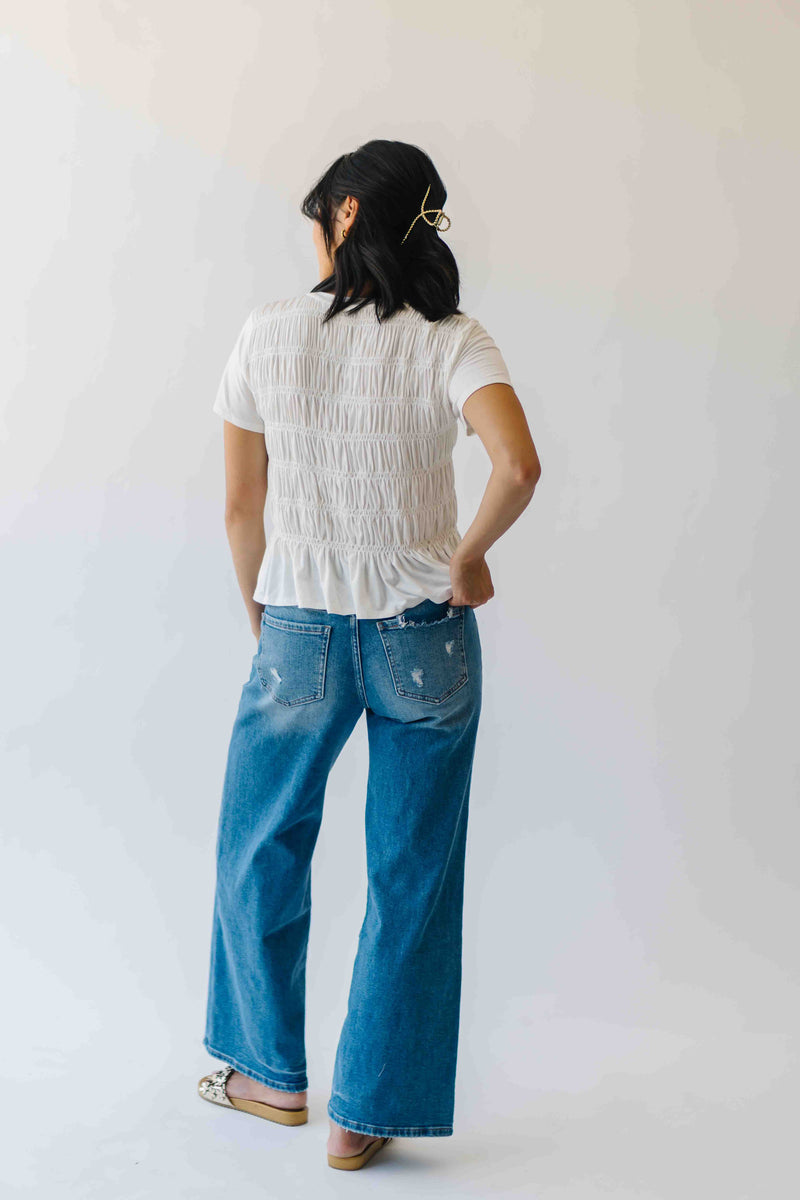 The Larson Mid Rise Wide Leg Jean in Medium Blue
