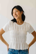 The Xandra Smocked Detail Bloused in Ivory