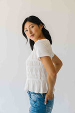 The Xandra Smocked Detail Bloused in Ivory