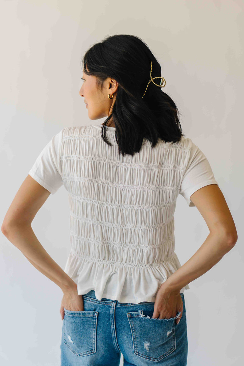 The Xandra Smocked Detail Bloused in Ivory