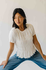 The Xandra Smocked Detail Bloused in Ivory
