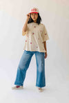 The Franca Cherry Embroidered Tee in Beige