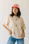 The Franca Cherry Embroidered Tee in Beige