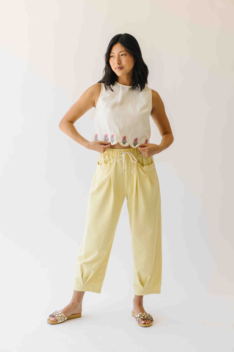 The Colleen Scalloped Tank in Light Yellow