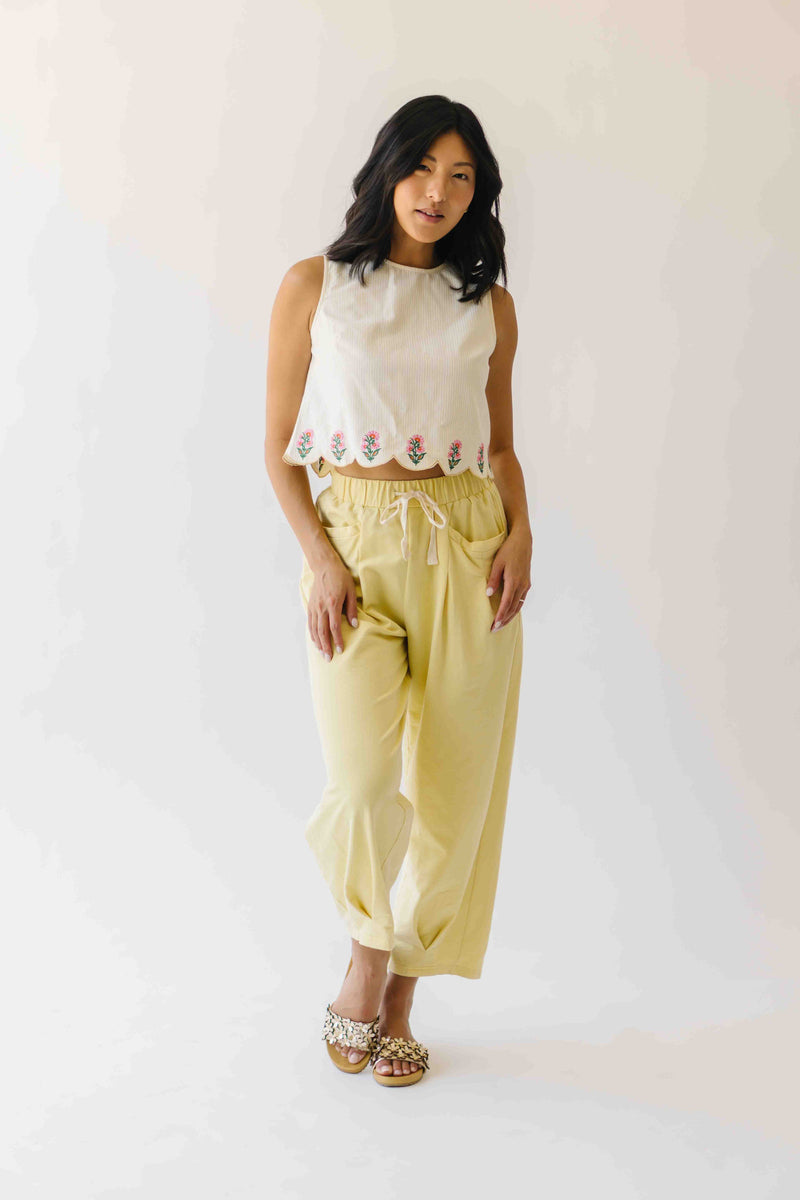 The Colleen Scalloped Tank in Light Yellow