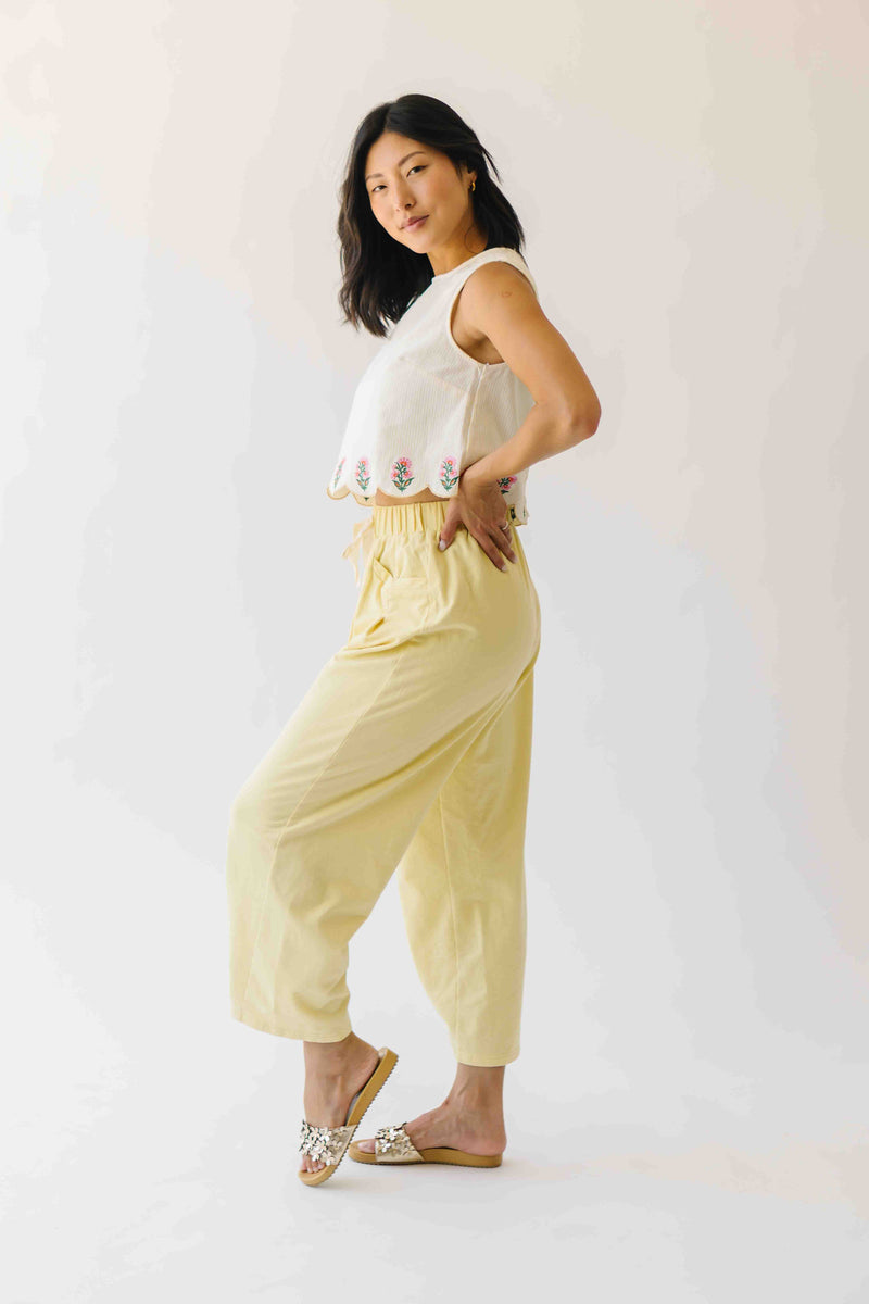 The Colleen Scalloped Tank in Light Yellow