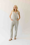 The Luma Striped Barrel Leg Overall in Denim