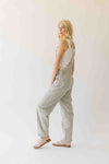 The Luma Striped Barrel Leg Overall in Denim