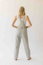 The Luma Striped Barrel Leg Overall in Denim