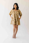 The Maloney Plaid Tie Romper in Camel
