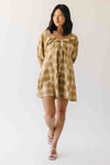 The Maloney Plaid Tie Romper in Camel