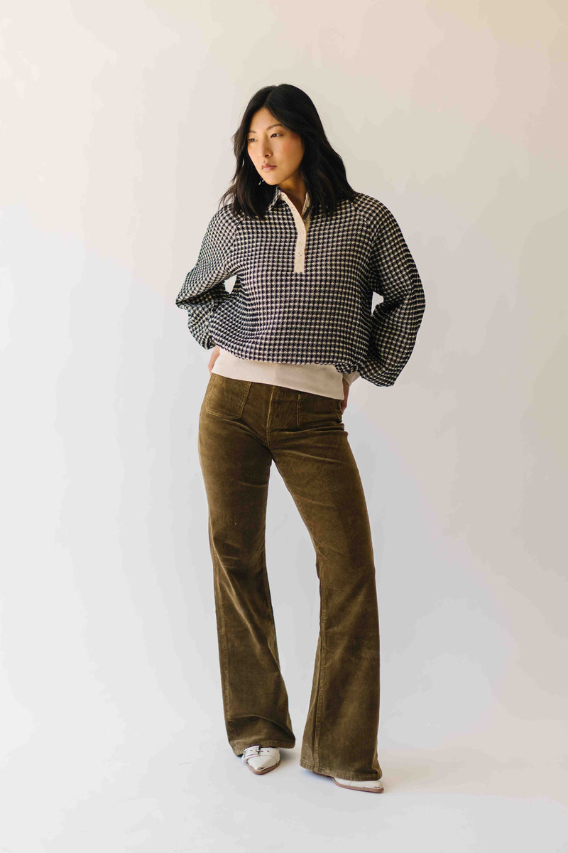 The Isabella High Rise Relaxed Flare Jean in Olive