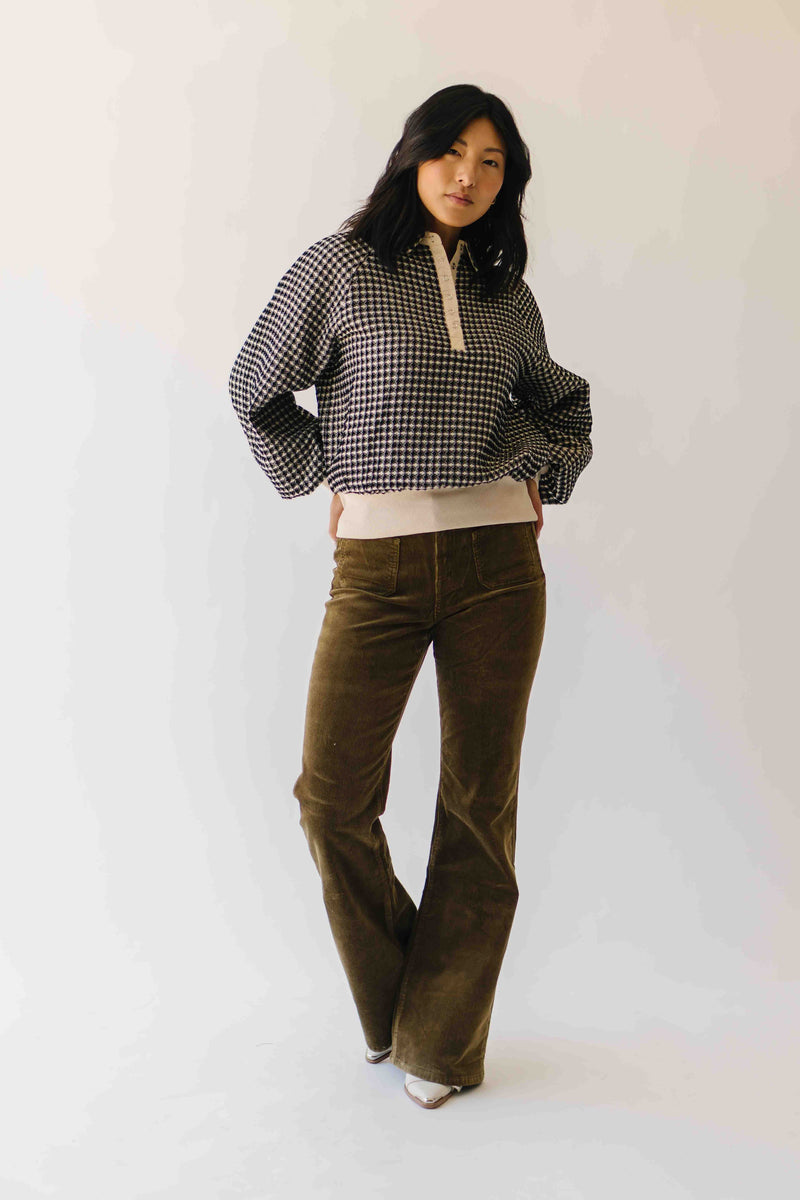 The Isabella High Rise Relaxed Flare Jean in Olive