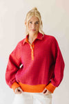 The Senora Textured Long Sleeve Blouse in Red