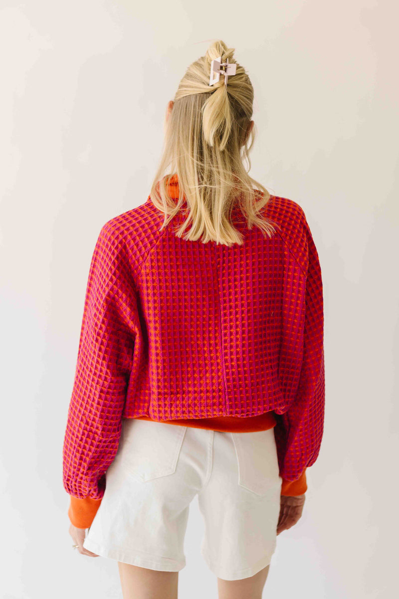 The Senora Textured Long Sleeve Blouse in Red