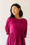 The Darwin Peasant Sleeve Dress in Magenta