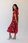 The Tressa Embroidered Detail Midi Dress in Red