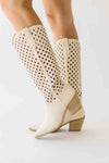 The Renwick Cut-Out Western Boot in Off White