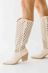 The Renwick Cut-Out Western Boot in Off White