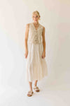 The Melody Tiered Midi Skirt in Beige