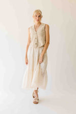 The Vanita Embroidered Linen Vest in Oatmeal