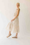 The Melody Tiered Midi Skirt in Beige