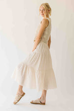The Melody Tiered Midi Skirt in Beige