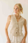 The Vanita Embroidered Linen Vest in Oatmeal