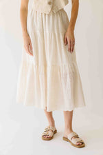 The Melody Tiered Midi Skirt in Beige