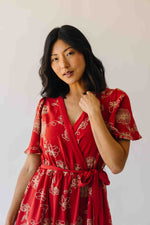 The Tressa Embroidered Detail Midi Dress in Red