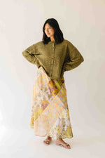 The Olandria Crochet Patchwork Cardigan in Olive